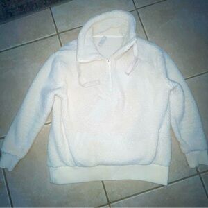 ATHLETA Talus Cream Sherpa Half Zip Pullover Sweatshirt Sz S Retail $118